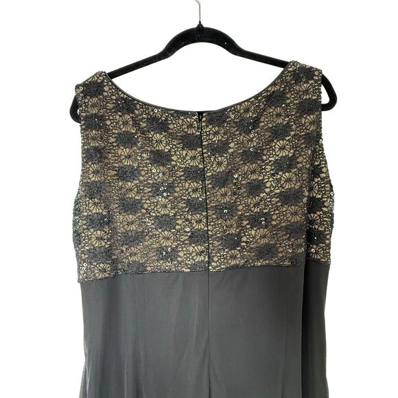 Alex Evenings Gown Women 18W Black Lace Sequin Sleeveless Black Tie Formal Event - Picture 6 of 9